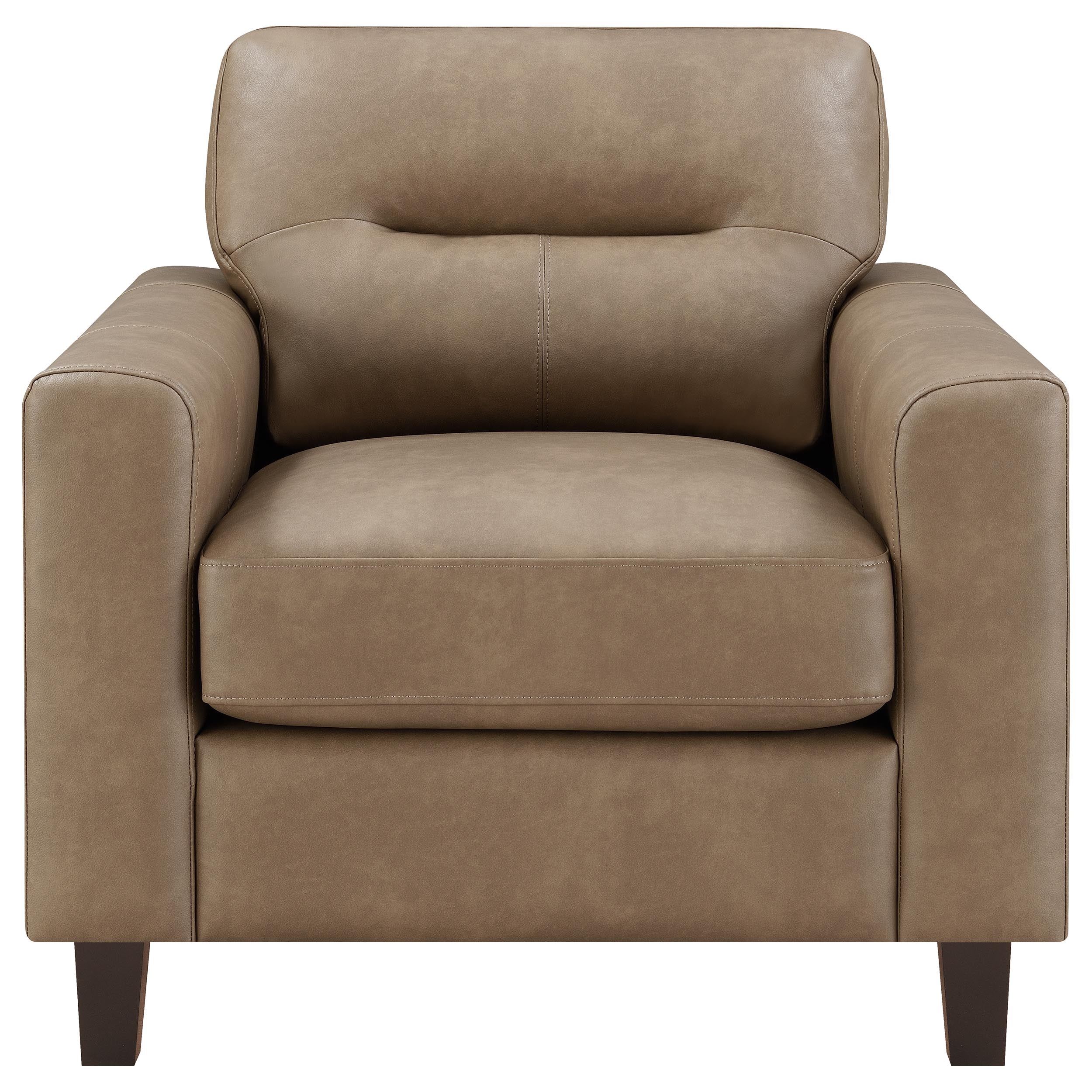 Scotland Faux Leather Upholstered Track Arm Chair Brown