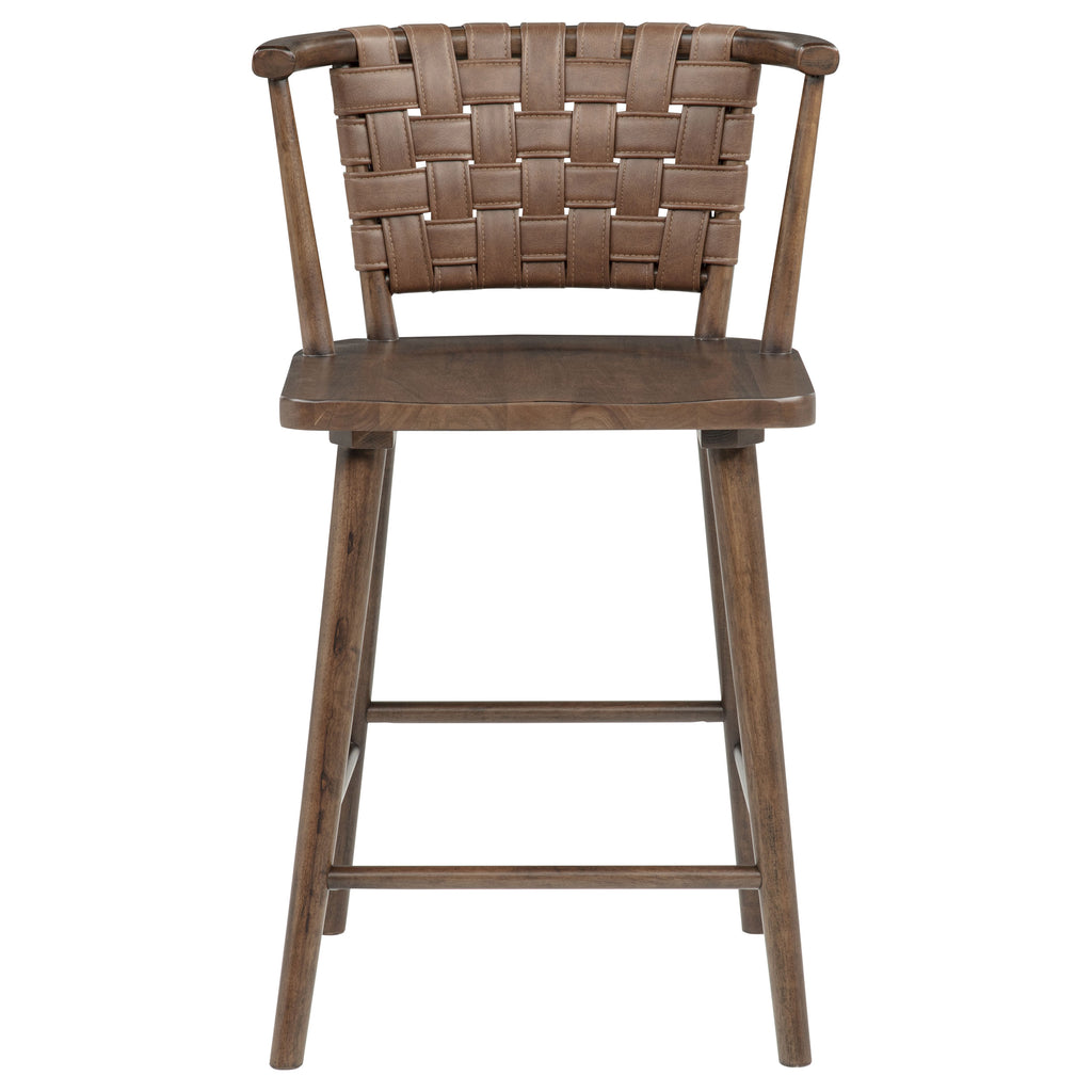Tallis Woven Leatherette Back Counter Chair Brown (Set of 2)