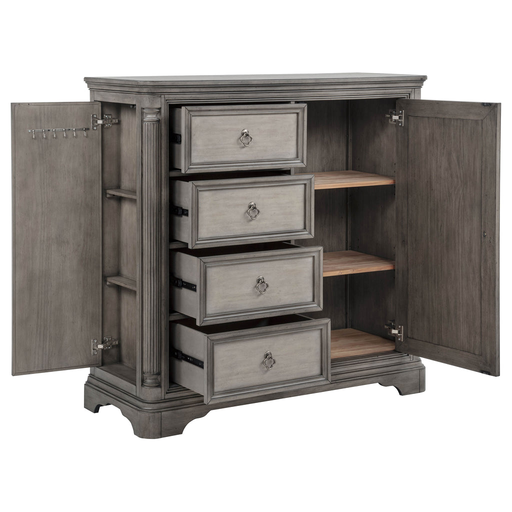 Cresswell 4-drawer Door Chest with Hidden Storage Weathered Taupe
