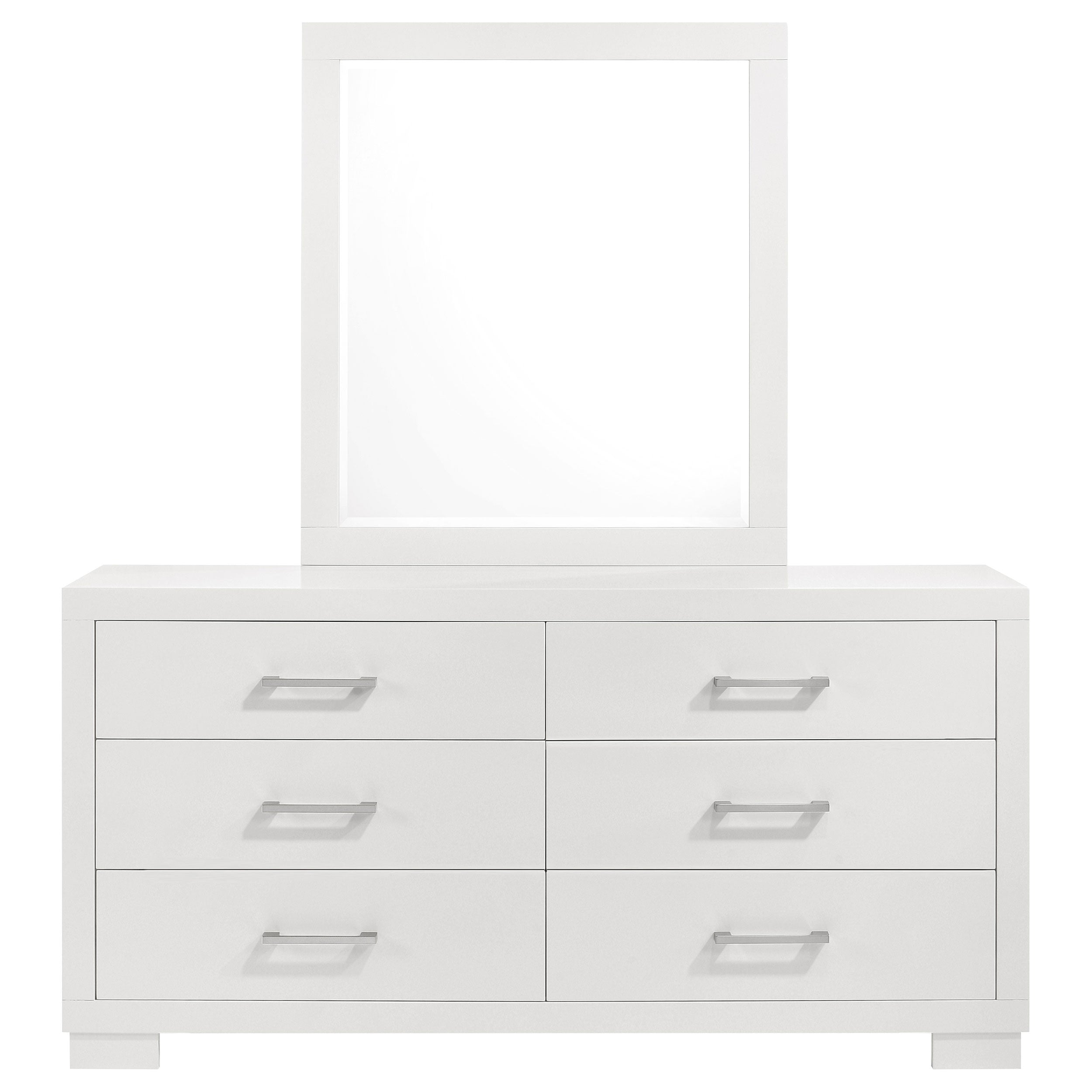 Jessica 6-drawer Dresser with Mirror Snow White