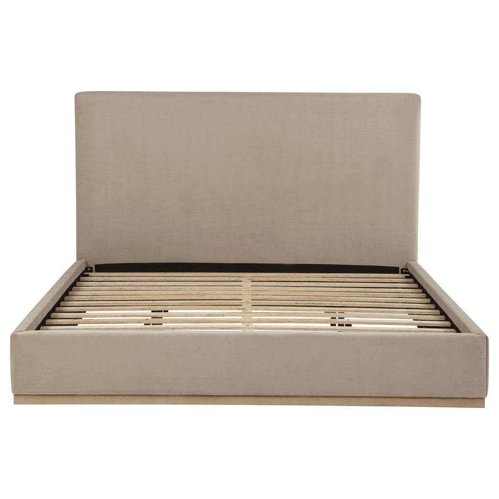 Knox Eastern King Fabric Upholstered Platform Bed Khaki