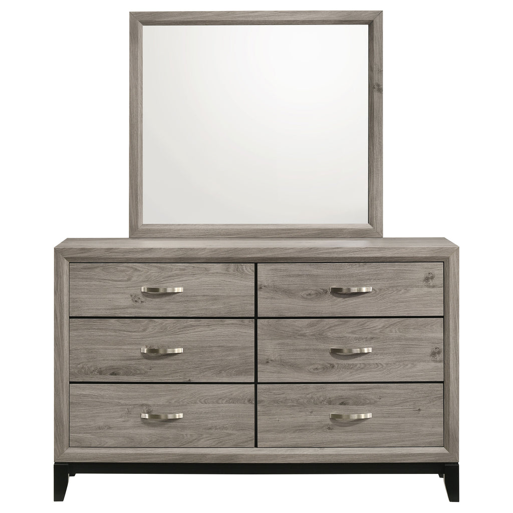 Valen 6-drawer Bedroom Dresser and Mirror Light Taupe