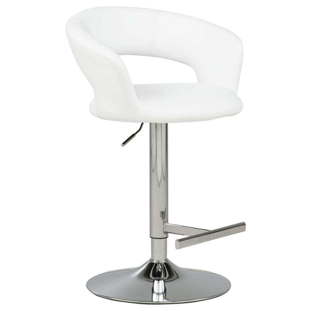 Travia Adjustable Leatherette Swivel Bar Stool White and Chrome