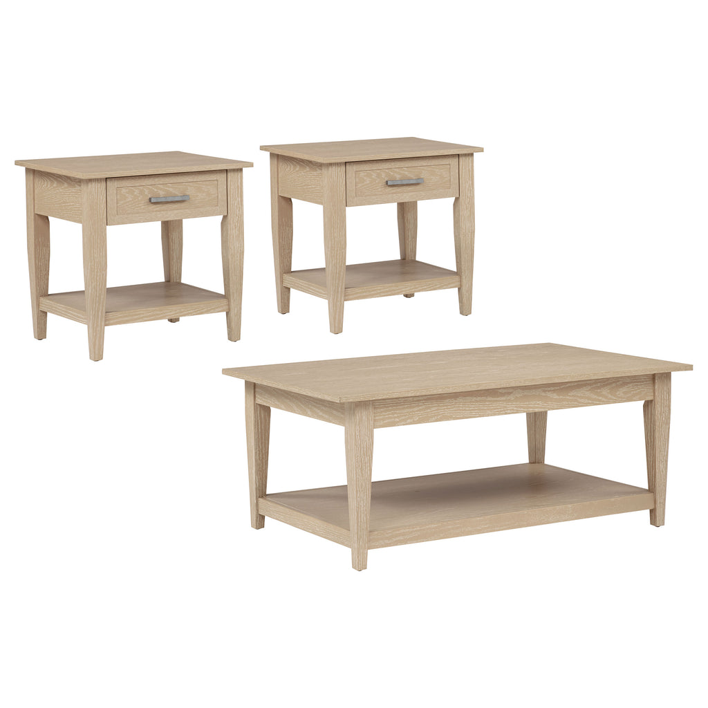 Lindenton 3-piece Wood Lift-Top Coffee and End Table Set Blonde