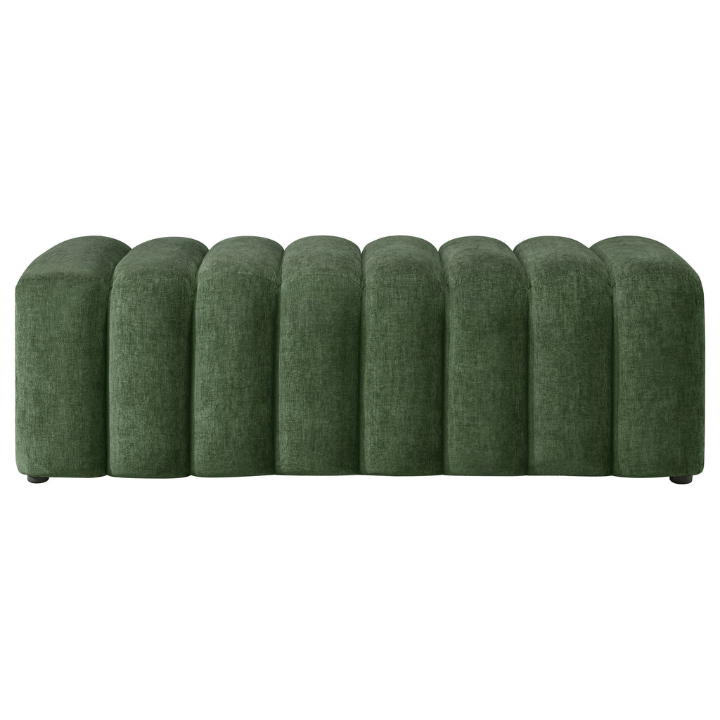 Summer Chenille Upholstered Channel Accent Bench Green