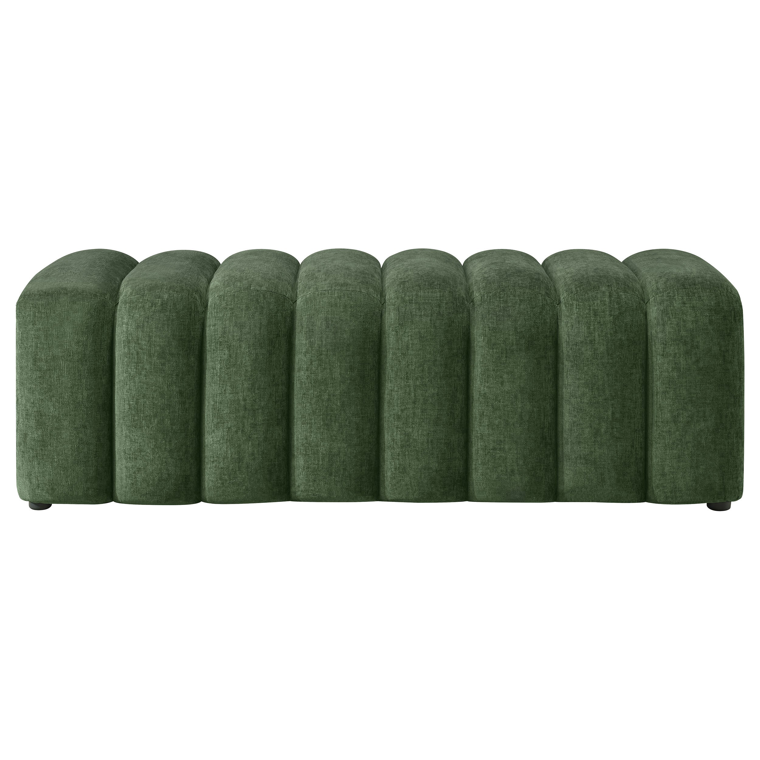 Summer Chenille Upholstered Channel Accent Bench Green