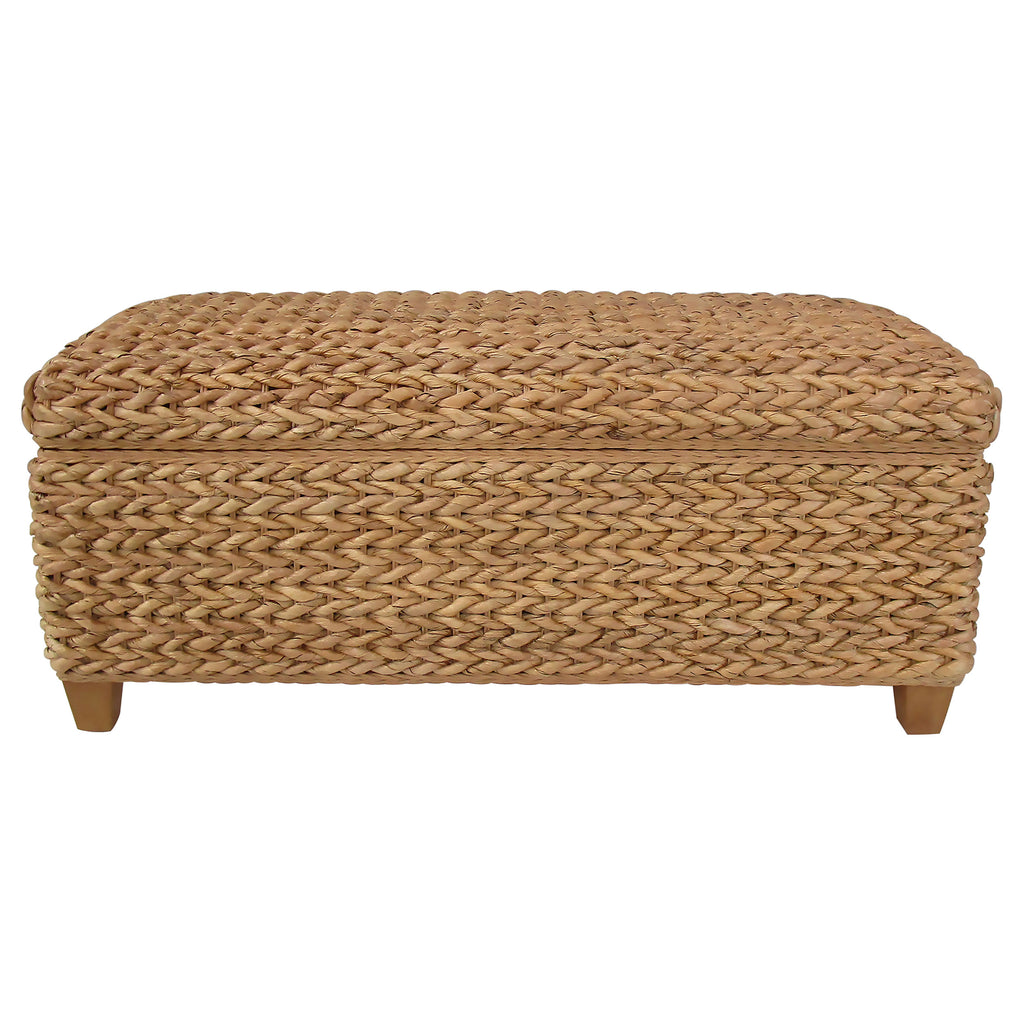 Laughton Hand-Woven Banana Leaf Storage Bench Natural