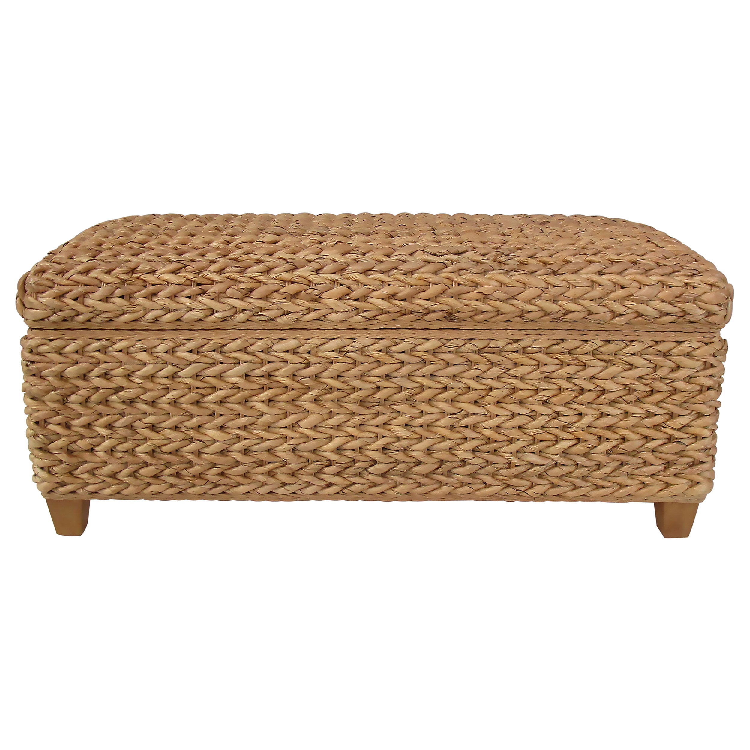 Laughton Hand-Woven Banana Leaf Storage Bench Natural