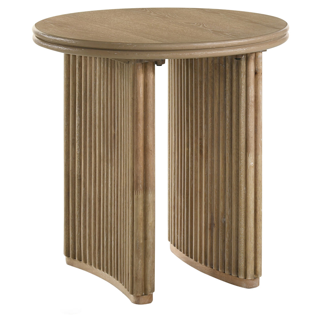 Adina 3-piece Round Coffee Table Set Distressed Light Brown