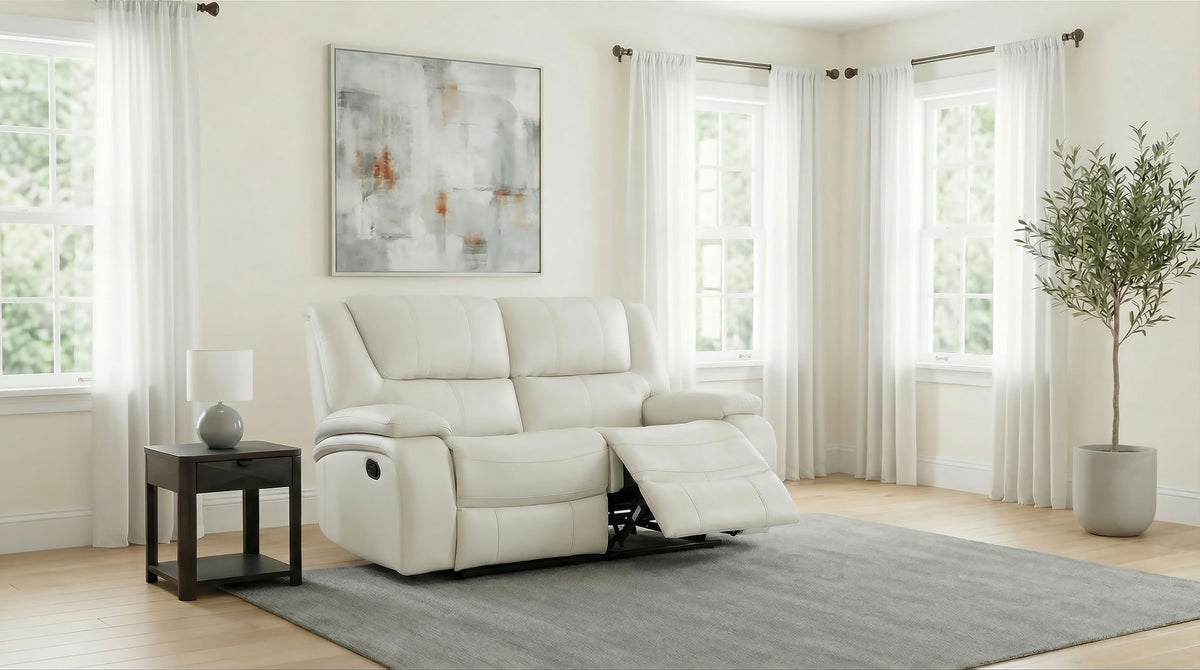 Camila Upholstered Motion Reclining Loveseat White