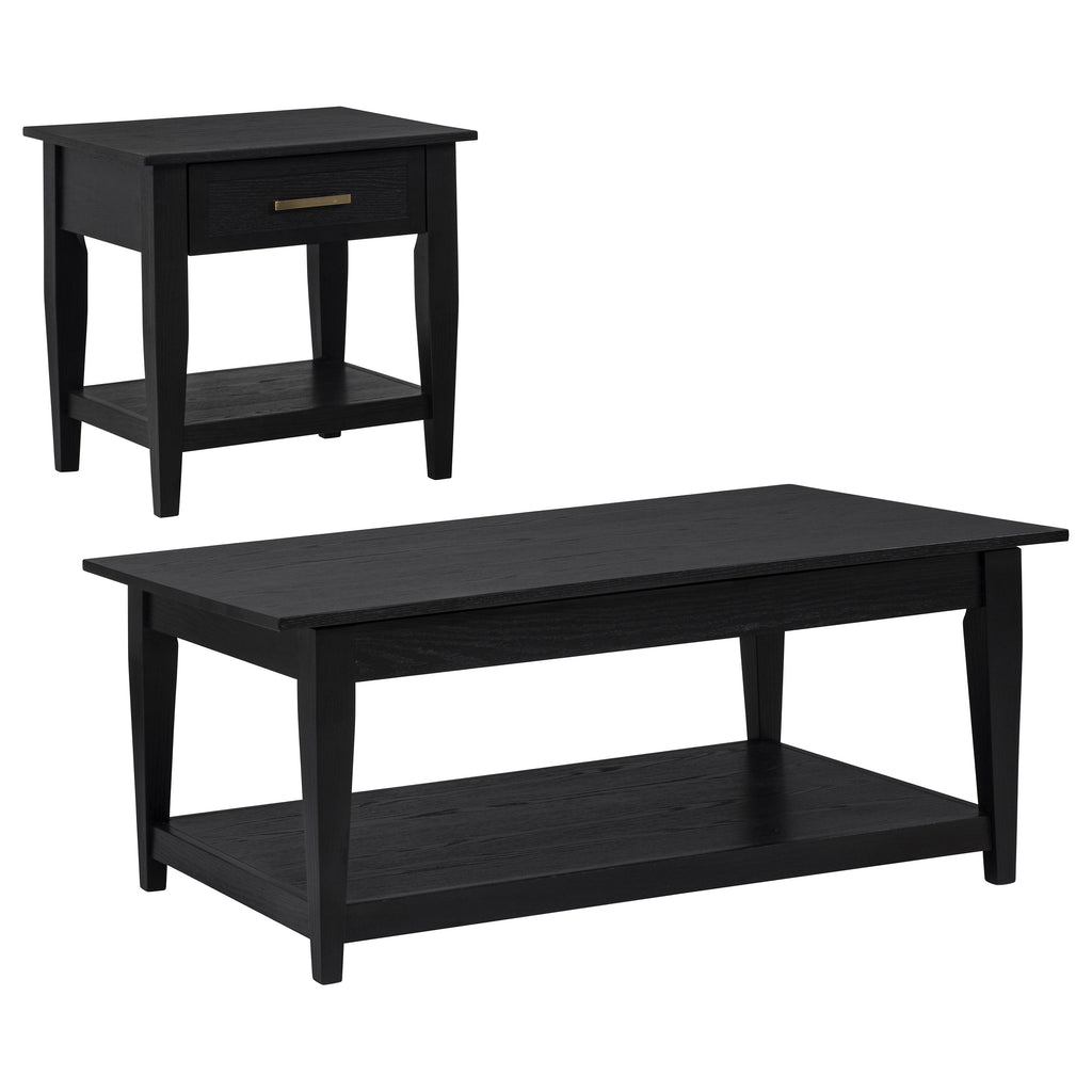 Lindenton 2-piece Wood Lift-Top Coffee and End Table Set Black