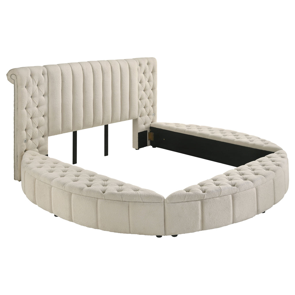 Sonya 4-piece Upholstered Eastern King Bedroom Set Ivory