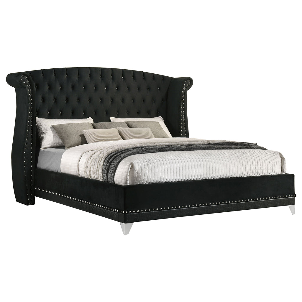 Barzini Upholstered California King Wingback Bed Black