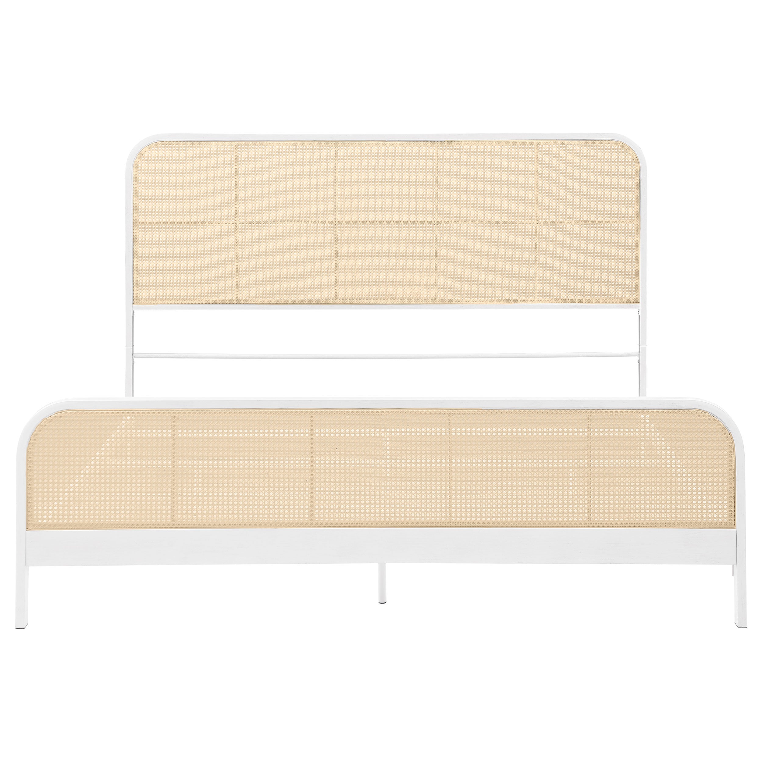 Lanewood Open Cane Webbing Metal Eastern King Bed White
