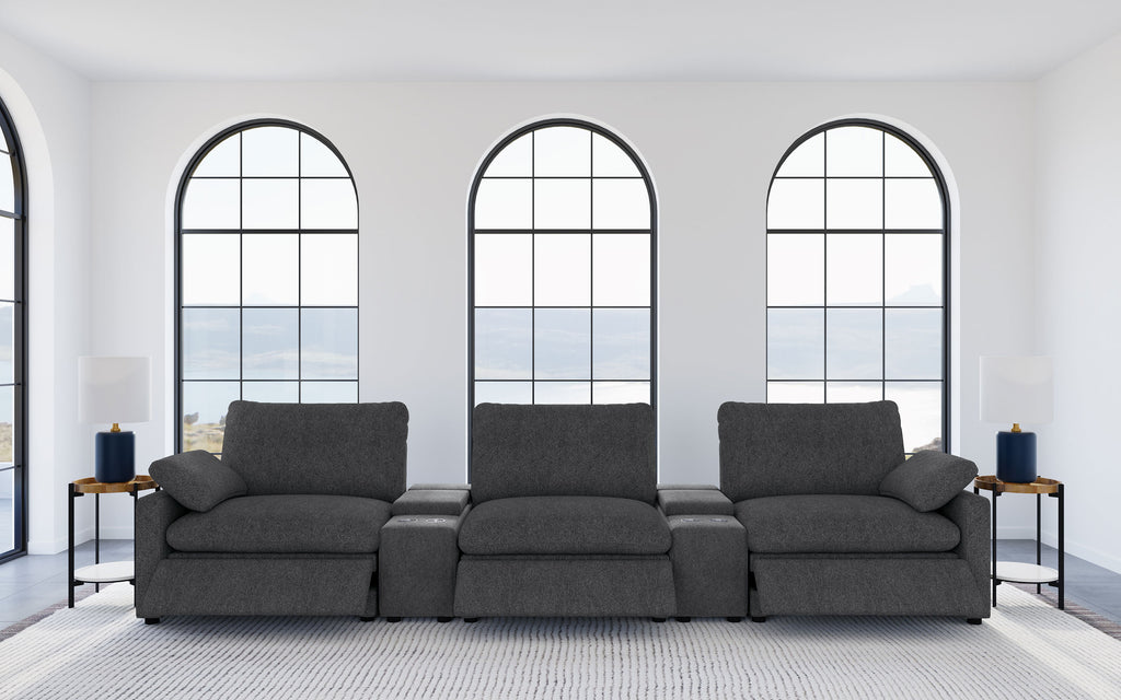 Collins 5-Piece Power Reclining Home Theater Seating Dark Grey