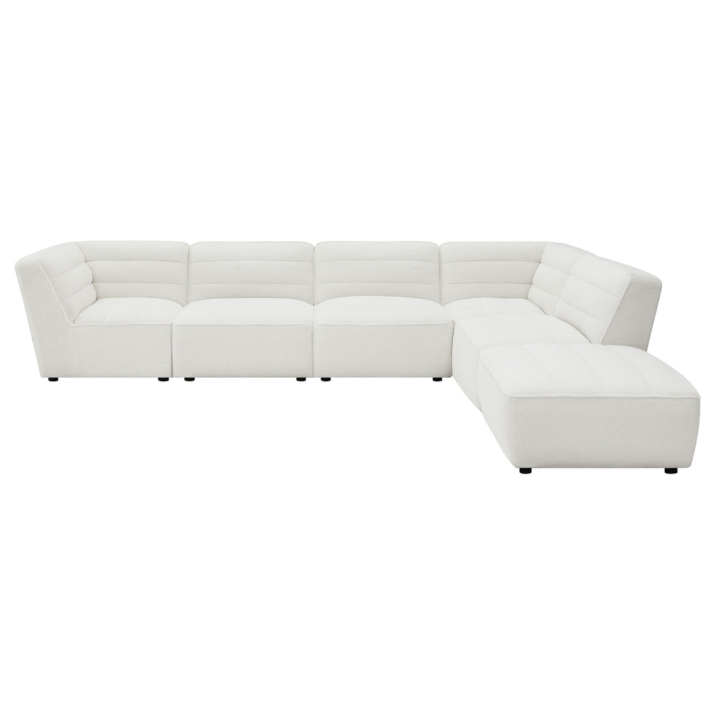 Sunny 6-piece Upholstered Modular Sectional Sofa Ivory Sherpa