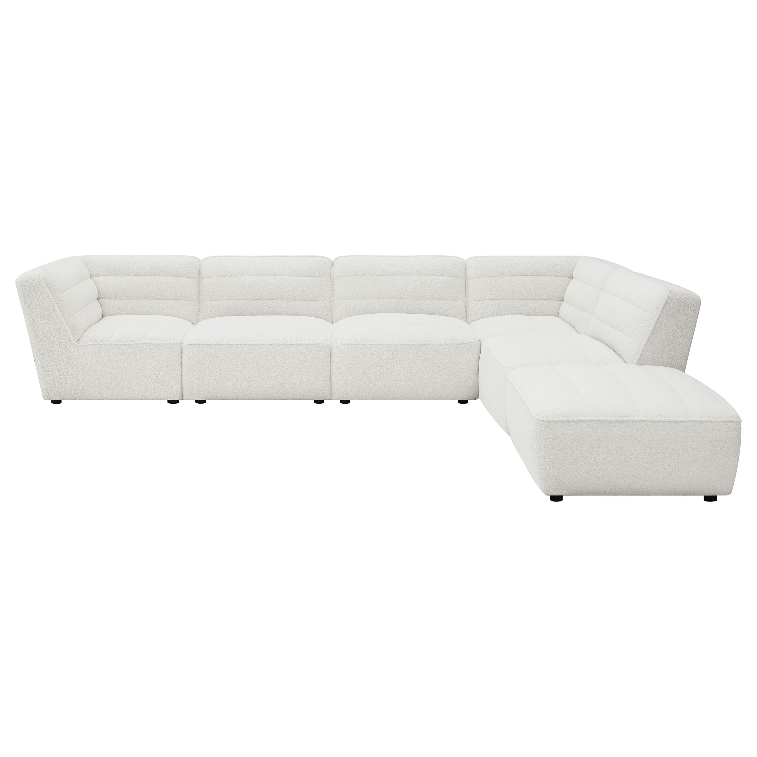 Sunny 6-piece Upholstered Modular Sectional Sofa Ivory Sherpa
