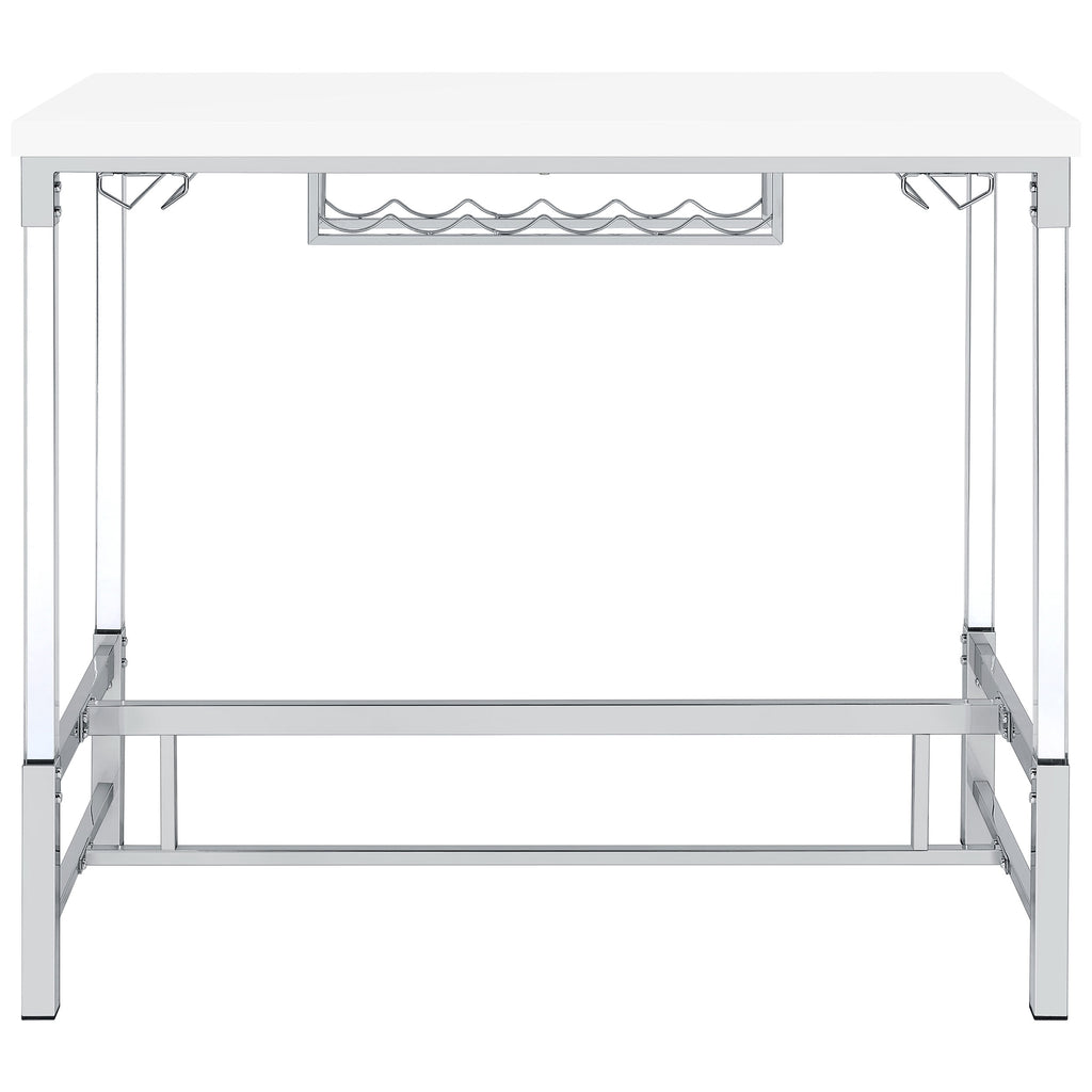 Norcrest 47-inch Acrylic Leg Bar Table White High Gloss