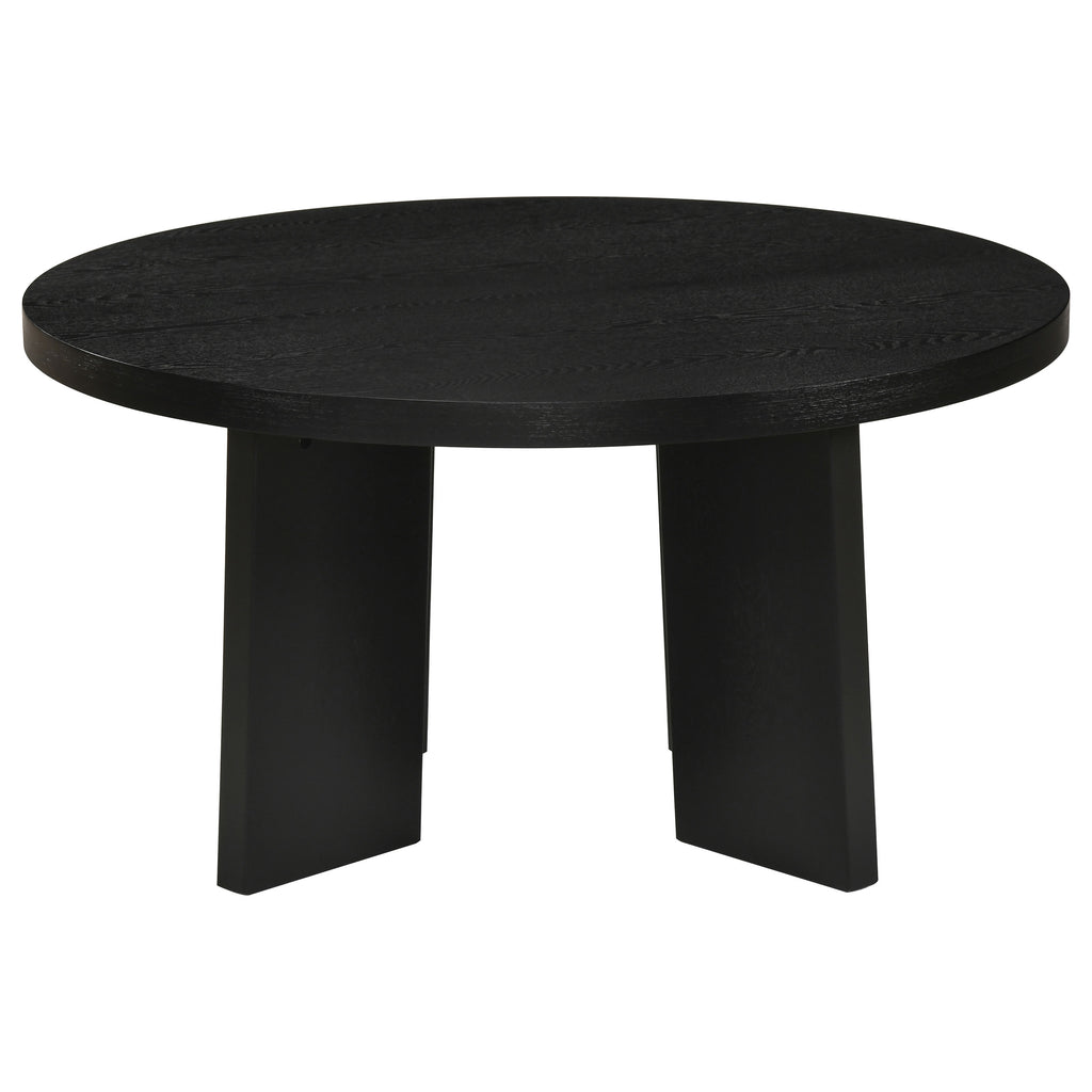 Strouse 47-inch Round Wood Coffee Table Black