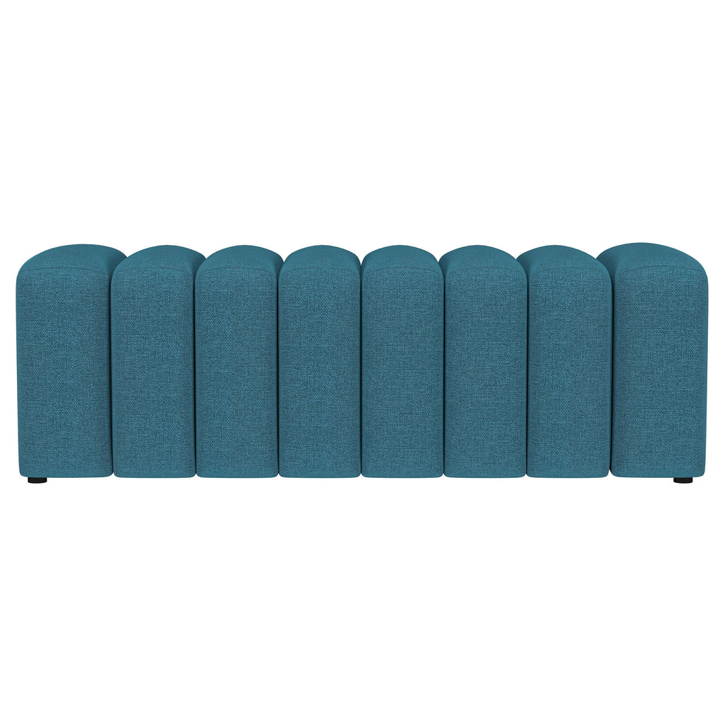 Summer Fabric Upholstered Tufted Accent Bench Peacock Blue