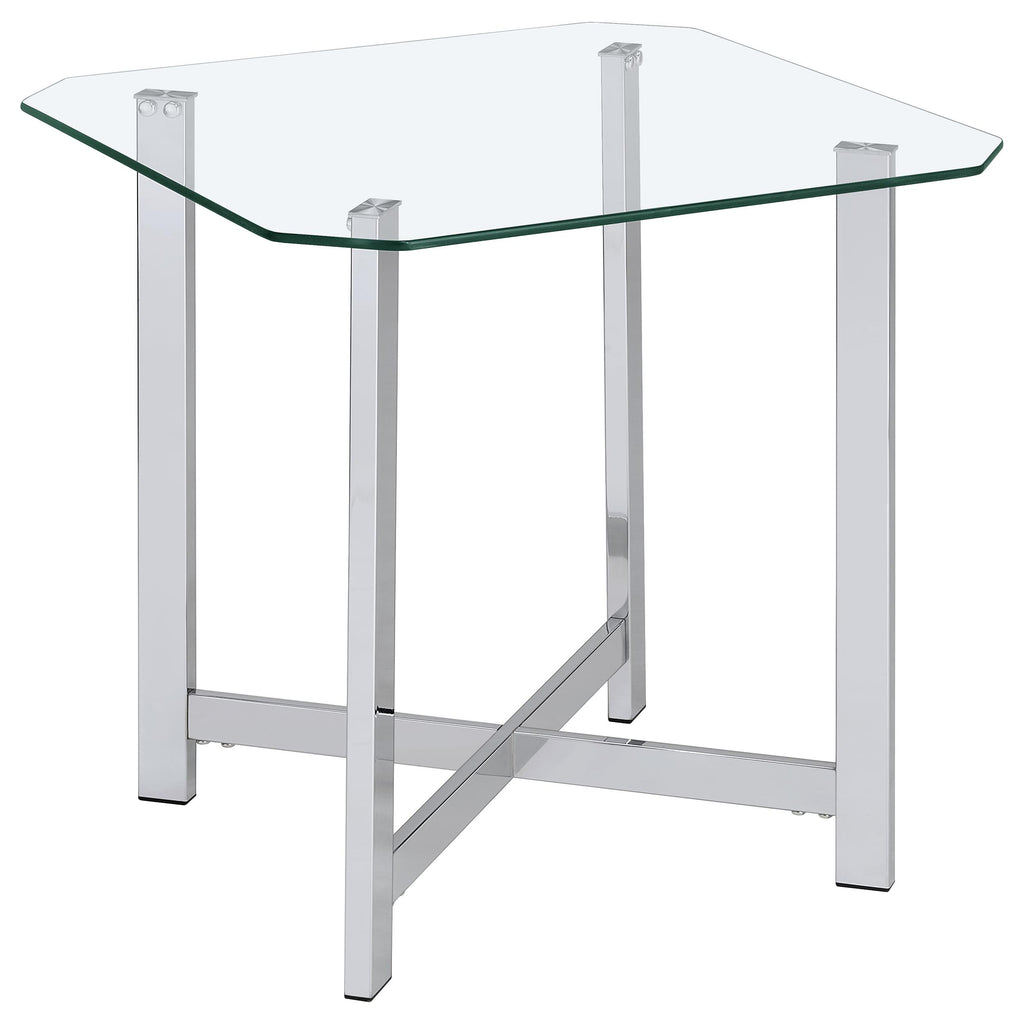 Cronin 2-piece Tempered Glass Top Coffee Table Set Chrome