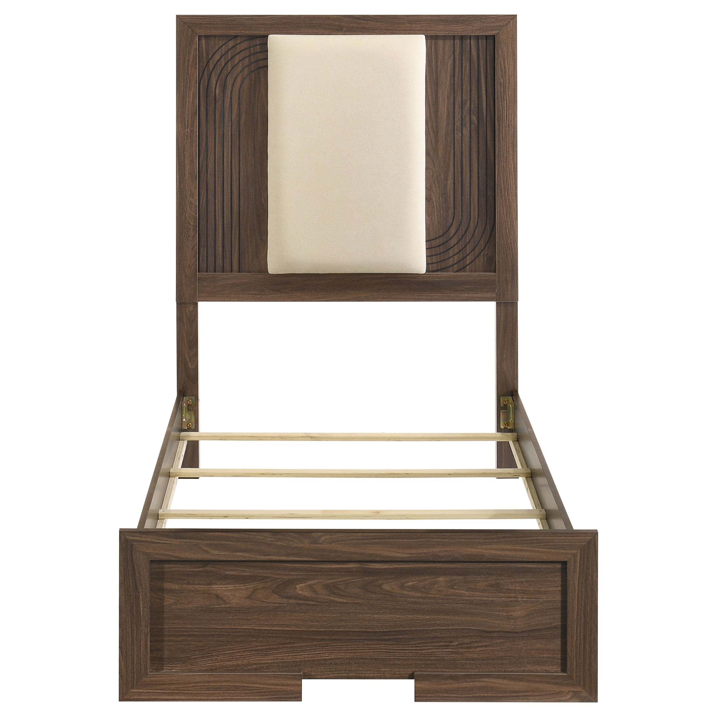 Etienne Twin Velvet Upholstered Panel Bed Walnut
