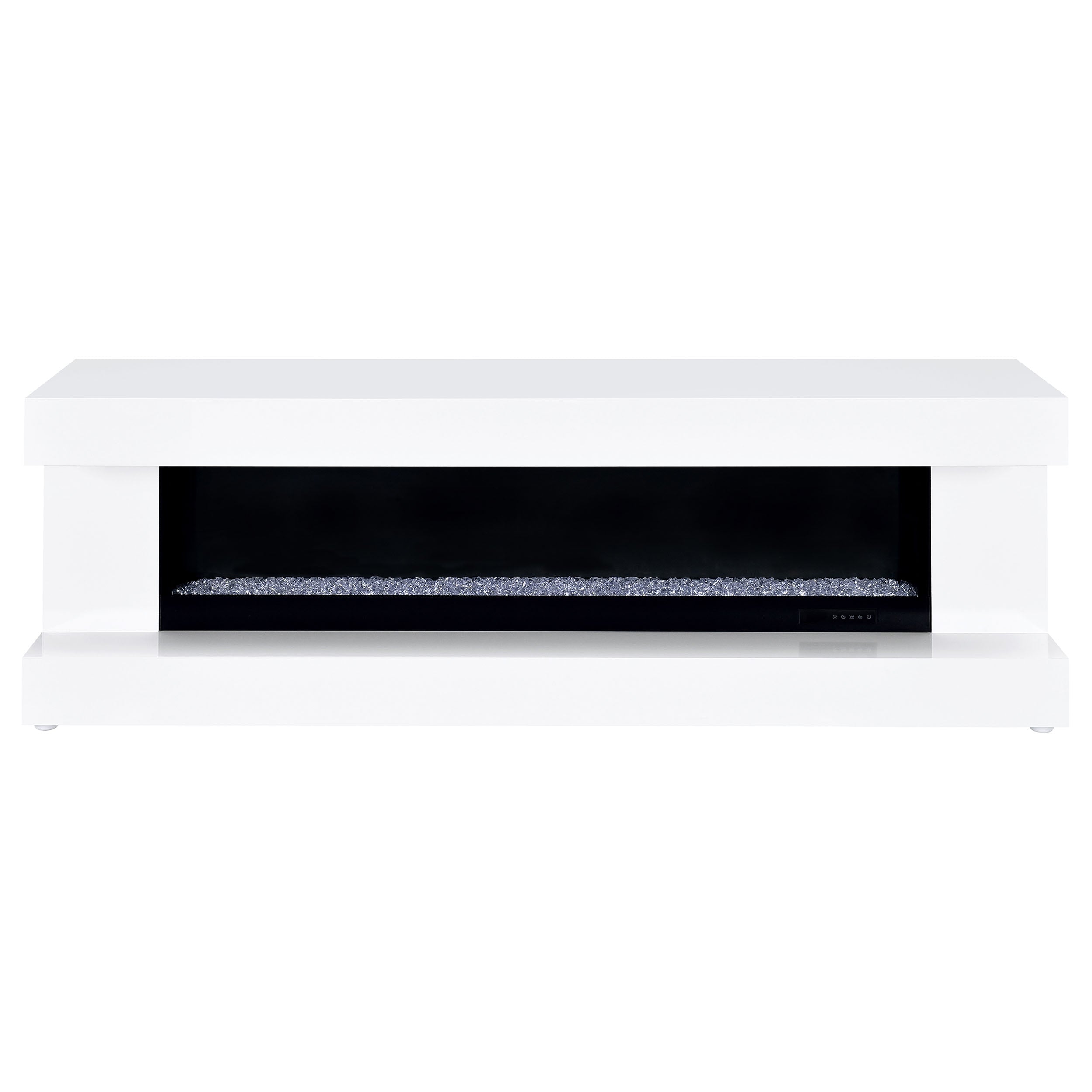 Mallory TV Stand Fireplace Console Bluetooth Speaker White High Gloss