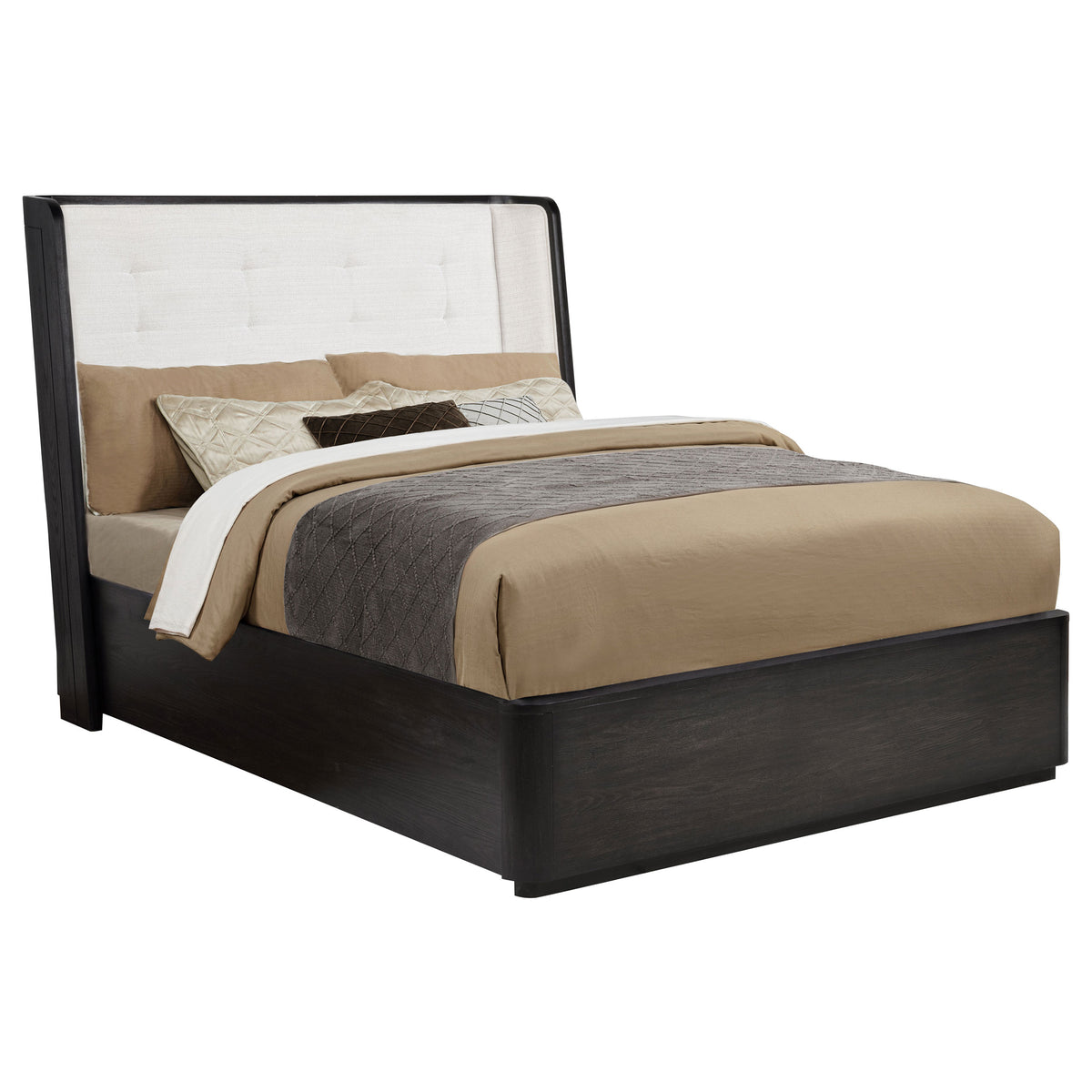Leandro 55-inch Queen Wingback Bed Burnished Black