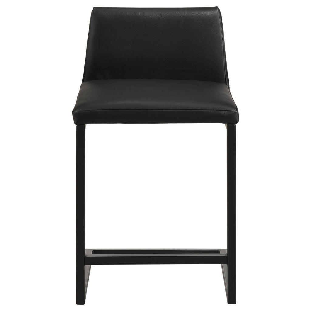Vardon Genuine Leather Counter Height Chair Black (Set of 2)