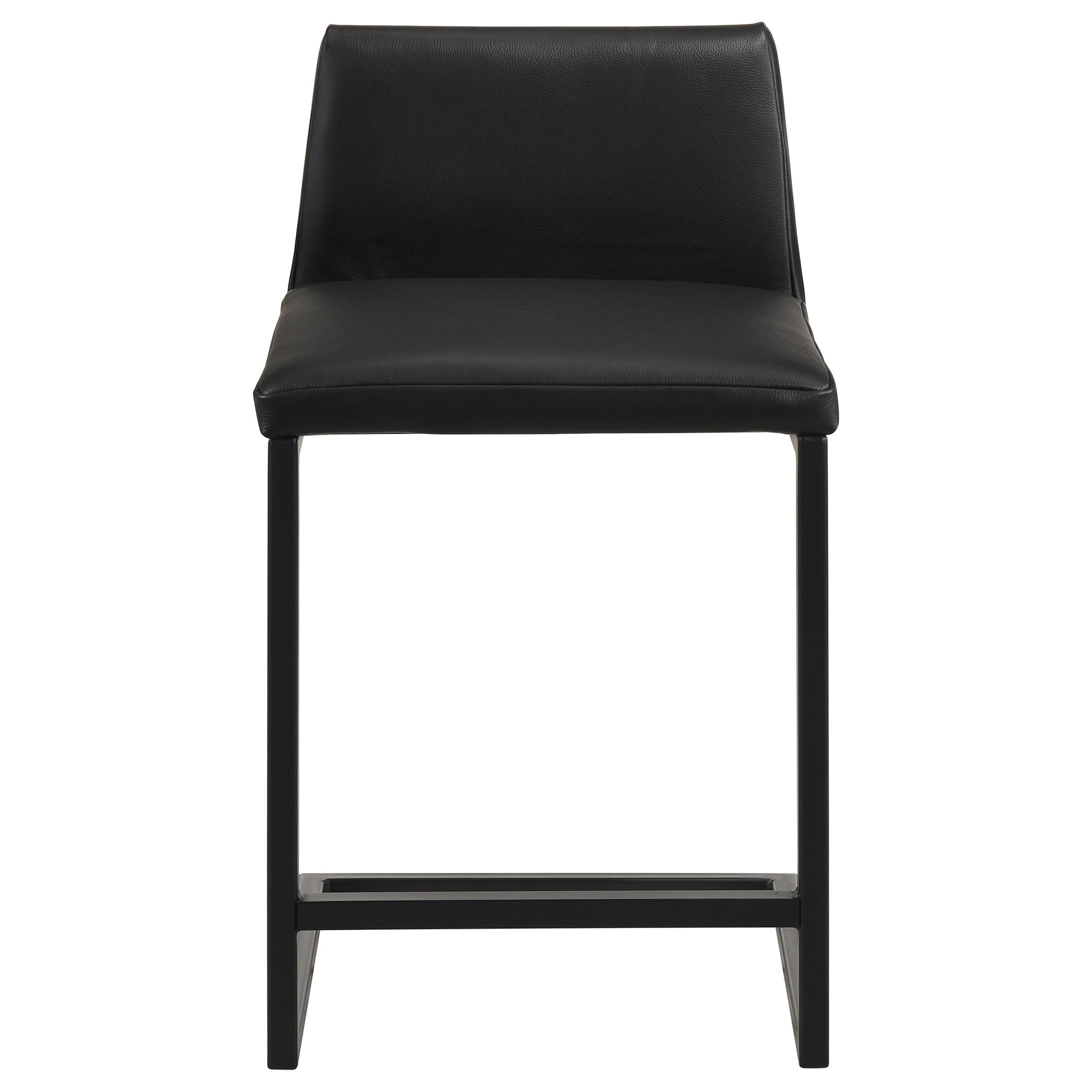 Vardon Genuine Leather Counter Height Chair Black (Set of 2)