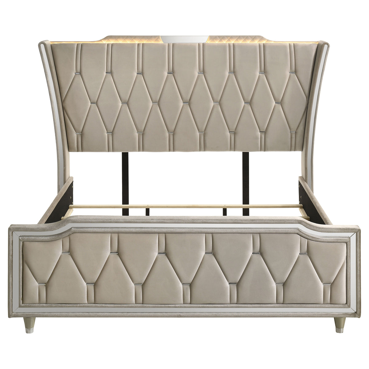 Lorient California King LED Upholstered Bed Ivory and Camel