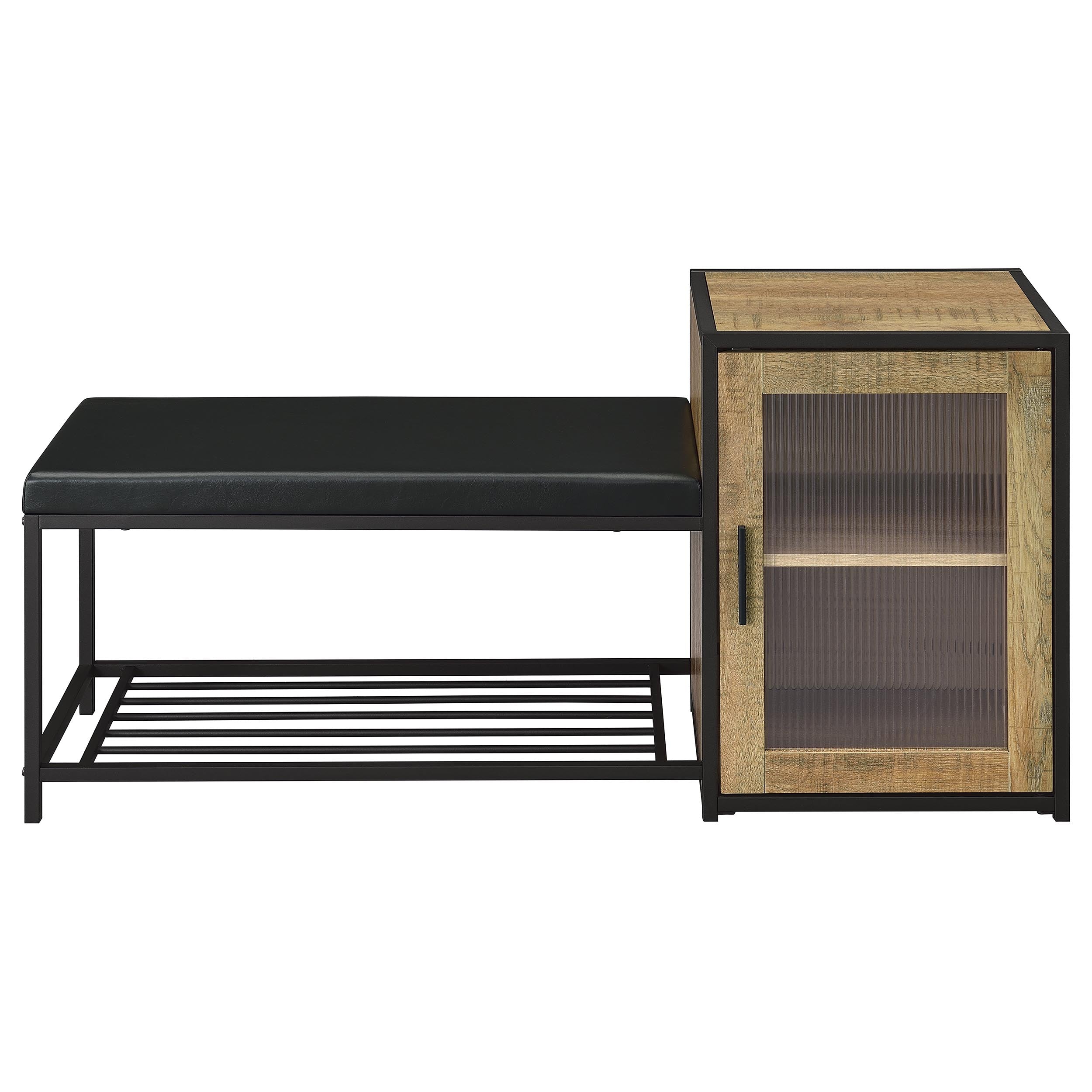 Martino Shoe Storage Entryway Bench with Cabinet Mango and Black