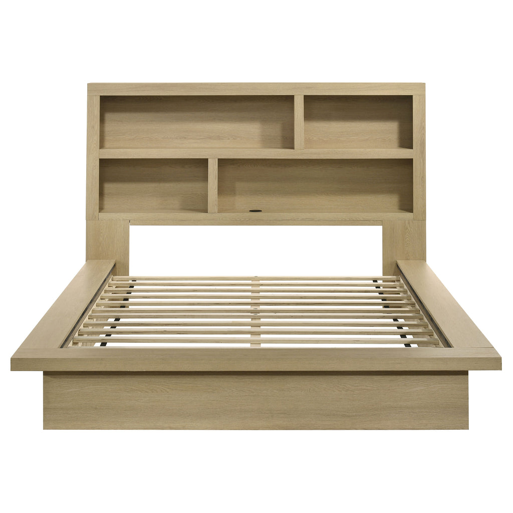 Hendricks Queen Bookcase Headboard Platform Bed Light Oak