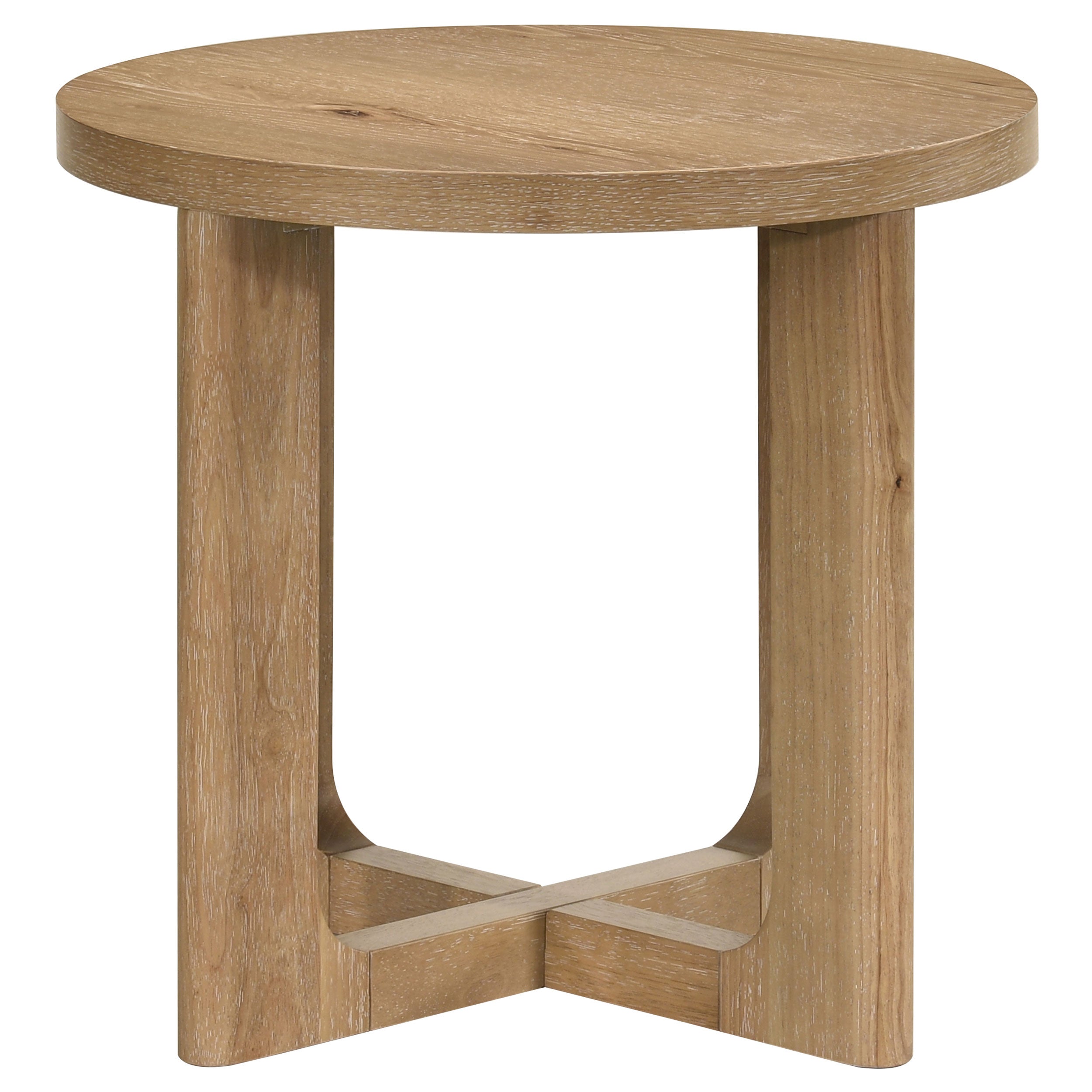 Kessler 2-piece Round Sculptural Wood Coffee Table Set Light Oak