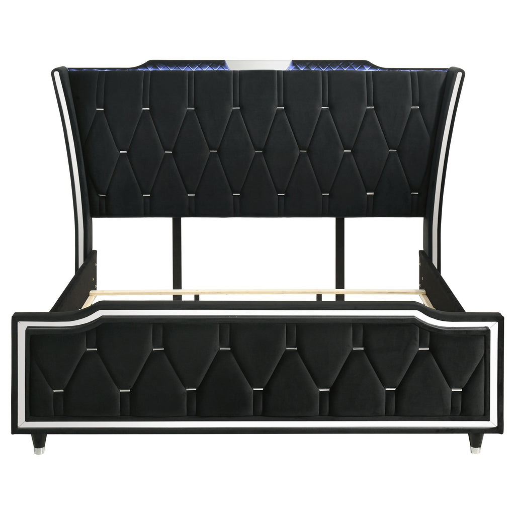 Lorient California King LED Upholstered Bed Black