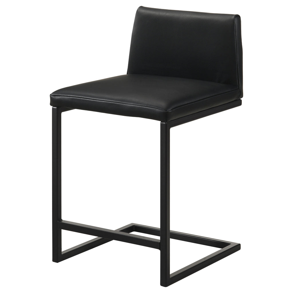 Vardon Genuine Leather Counter Height Chair Black (Set of 2)