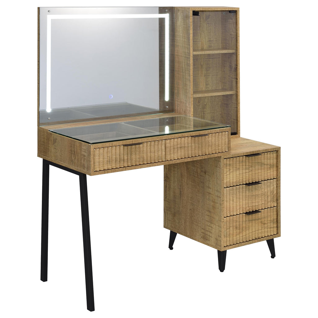Souza 5-Drawer Makeup Vanity Table With LED Mirror Mango