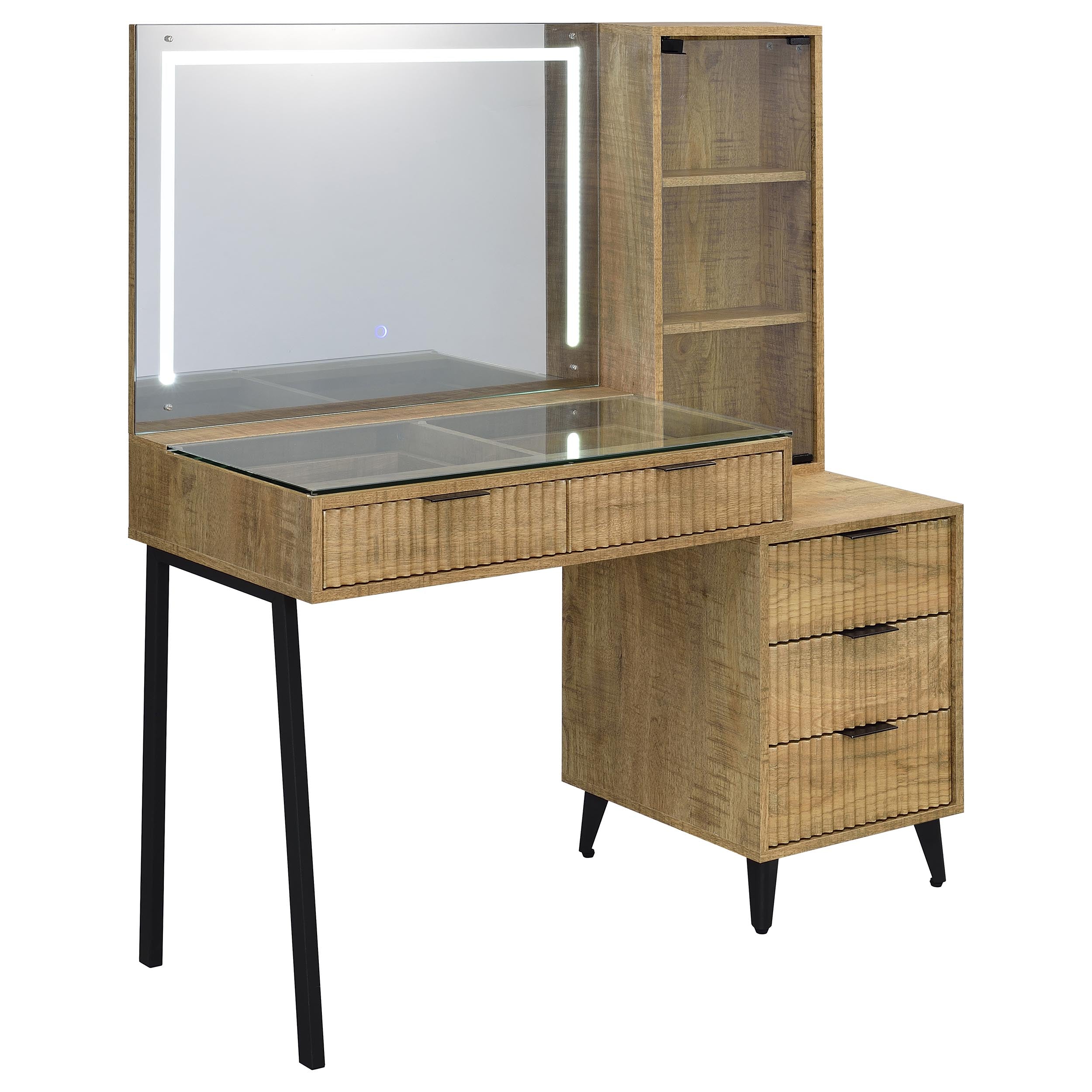Souza 5-Drawer Makeup Vanity Table With LED Mirror Mango