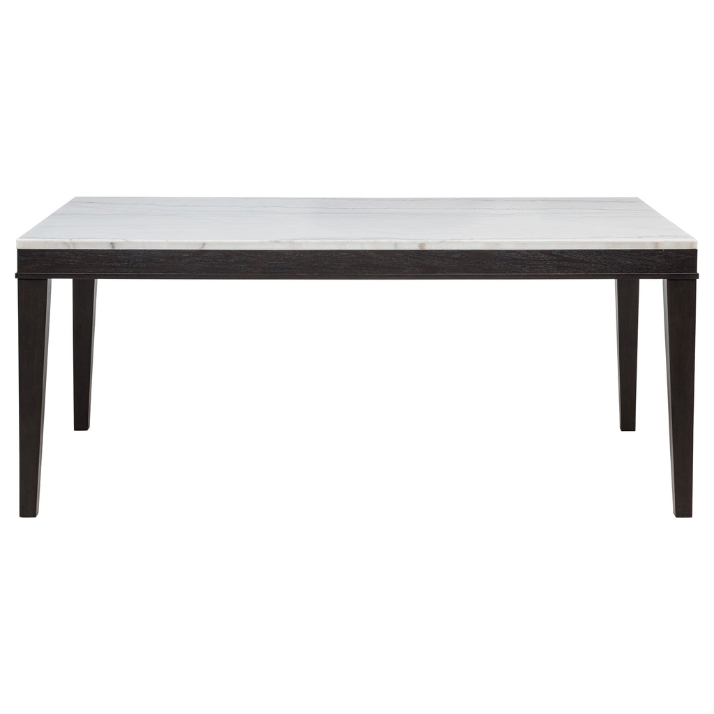 Averill 7-piece White Marble Top Dining Set Dark Grey and Coffee Bean