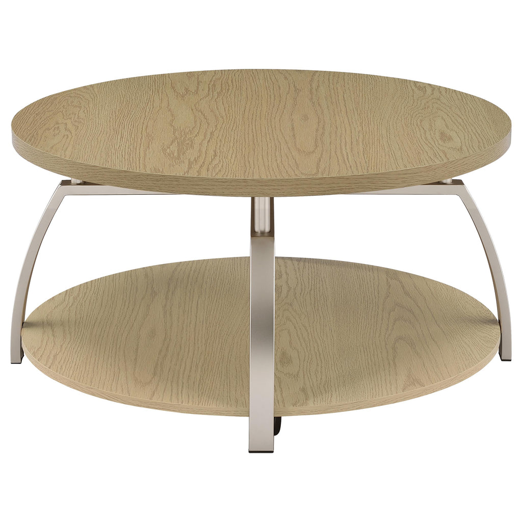 Dacre Round Engineered Wood Top Coffee Table Greige