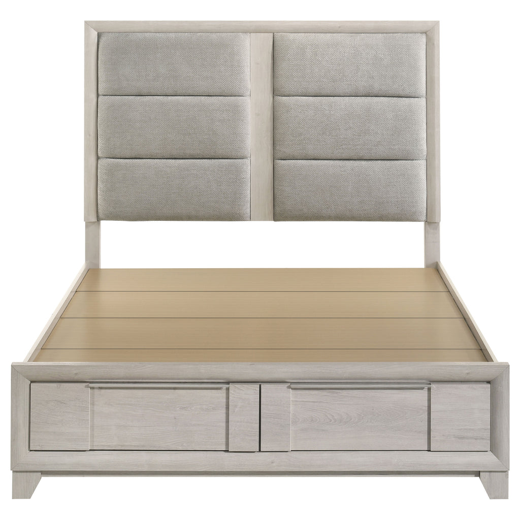 Farre Queen Upholstered Storage Platform Bed Washed Grey