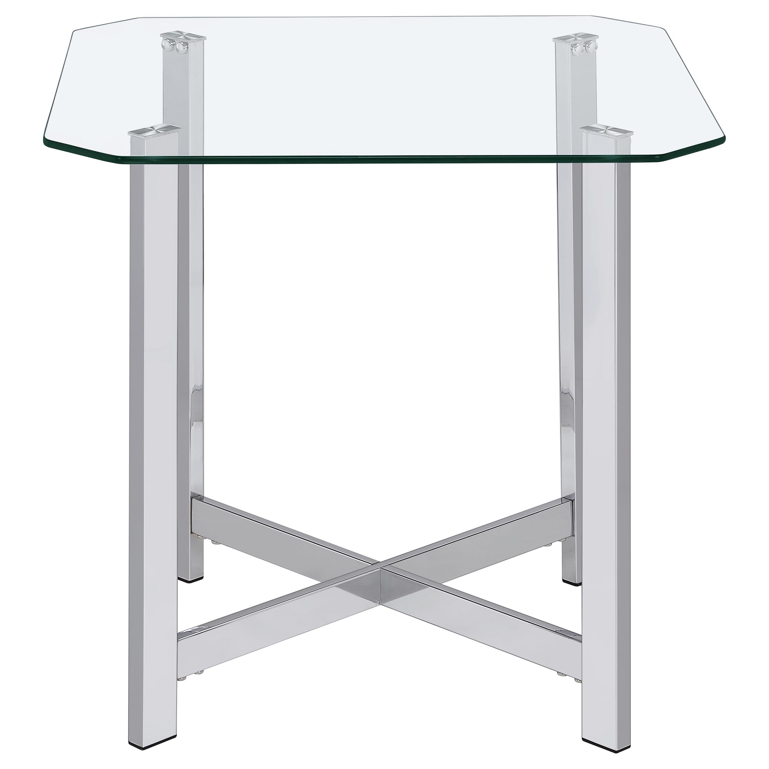 Cronin 3-piece Tempered Glass Top Coffee Table Set Chrome