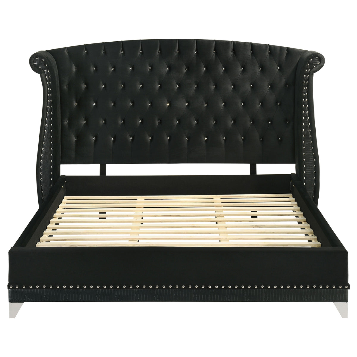 Barzini Upholstered Eastern King Wingback Bed Black