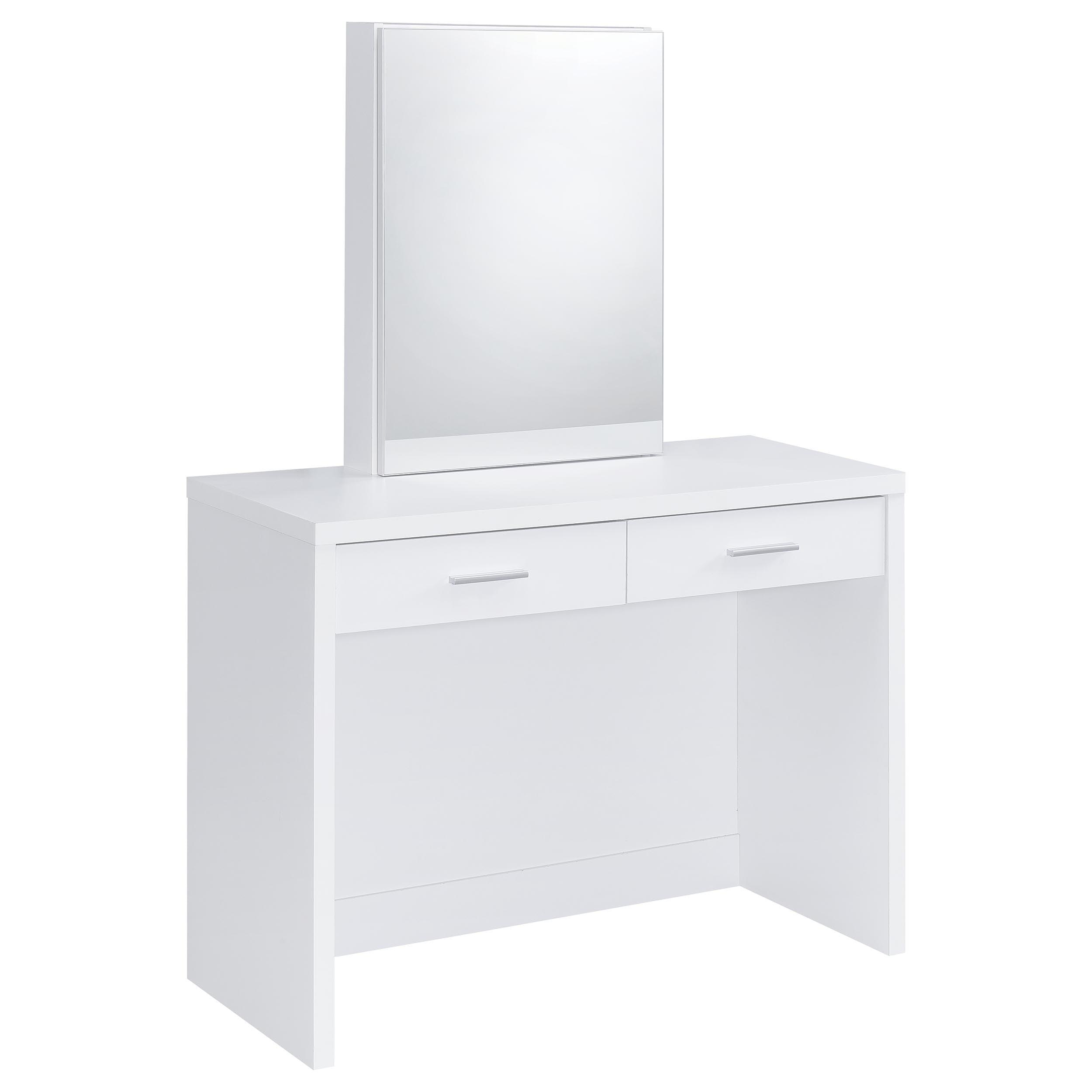 Bunbury Makeup Vanity Table Set Storage Mirror and Stool White
