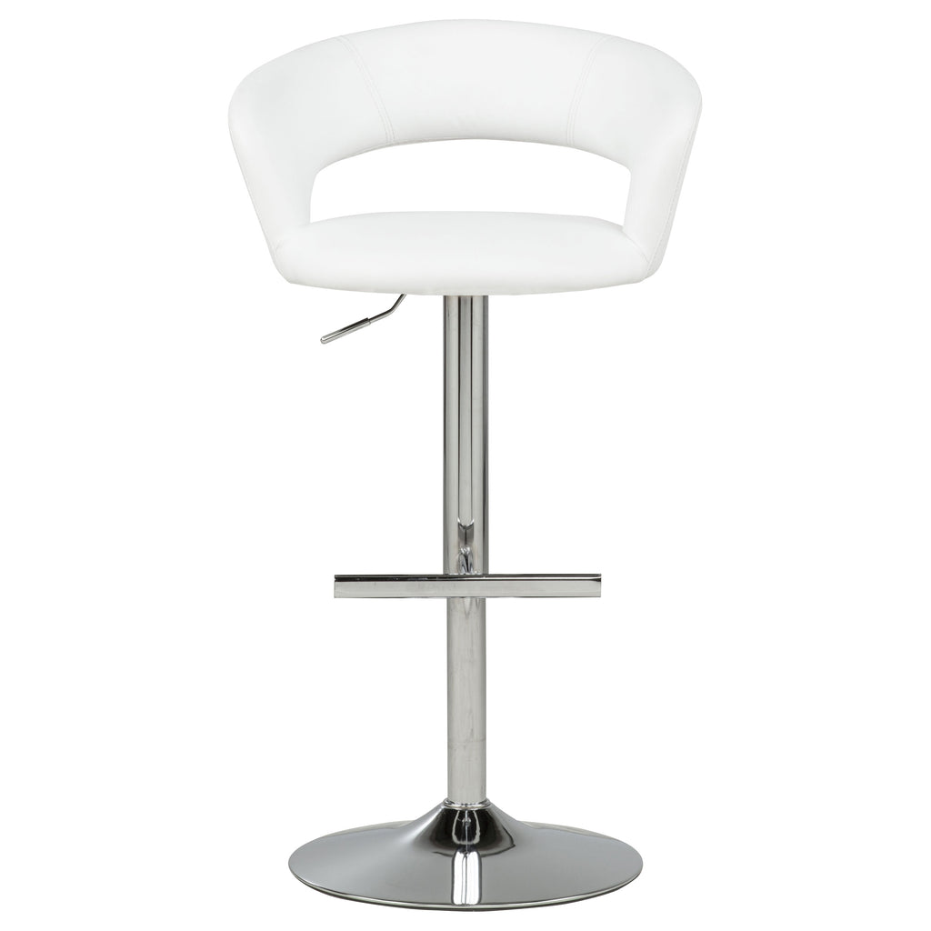 Travia Adjustable Leatherette Swivel Bar Stool White and Chrome