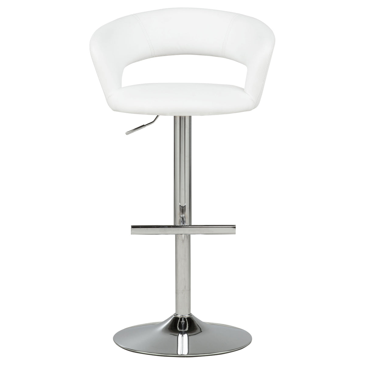 Travia Adjustable Leatherette Swivel Bar Stool White and Chrome