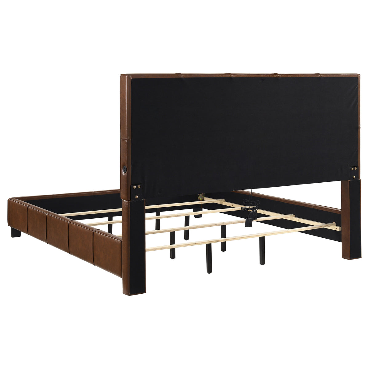 Farrell California King Leatherette Panel Bed Brown