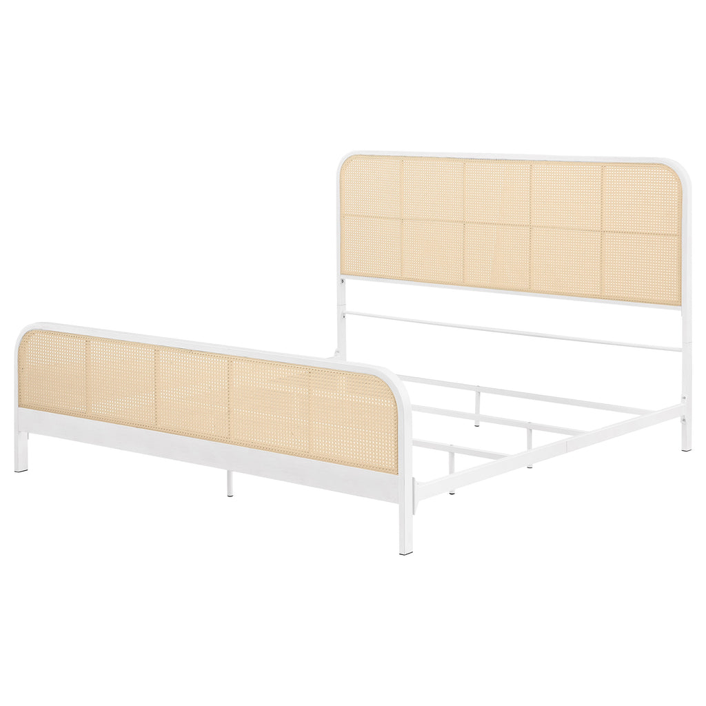 Lanewood Open Cane Webbing Metal Eastern King Bed White