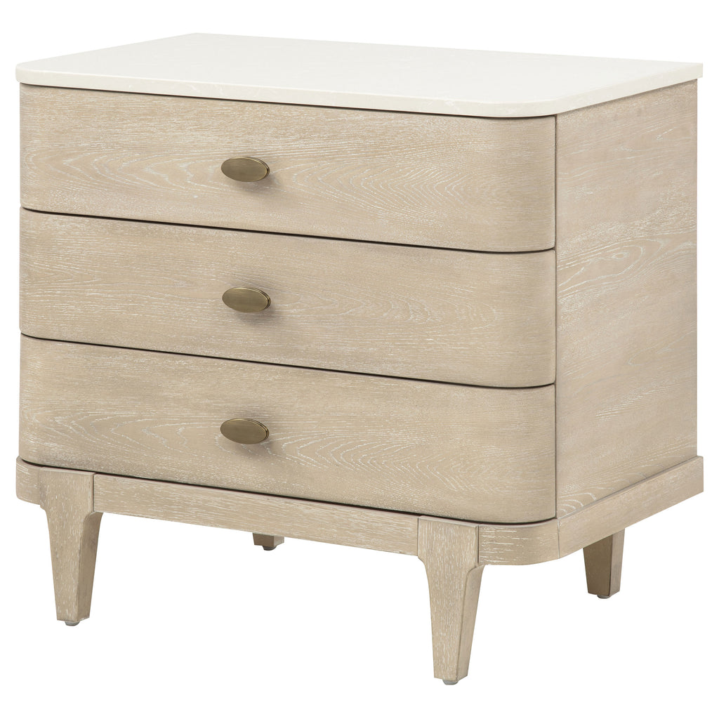 Lucaire 3-drawer Nightstand Bedside Table Sandstone