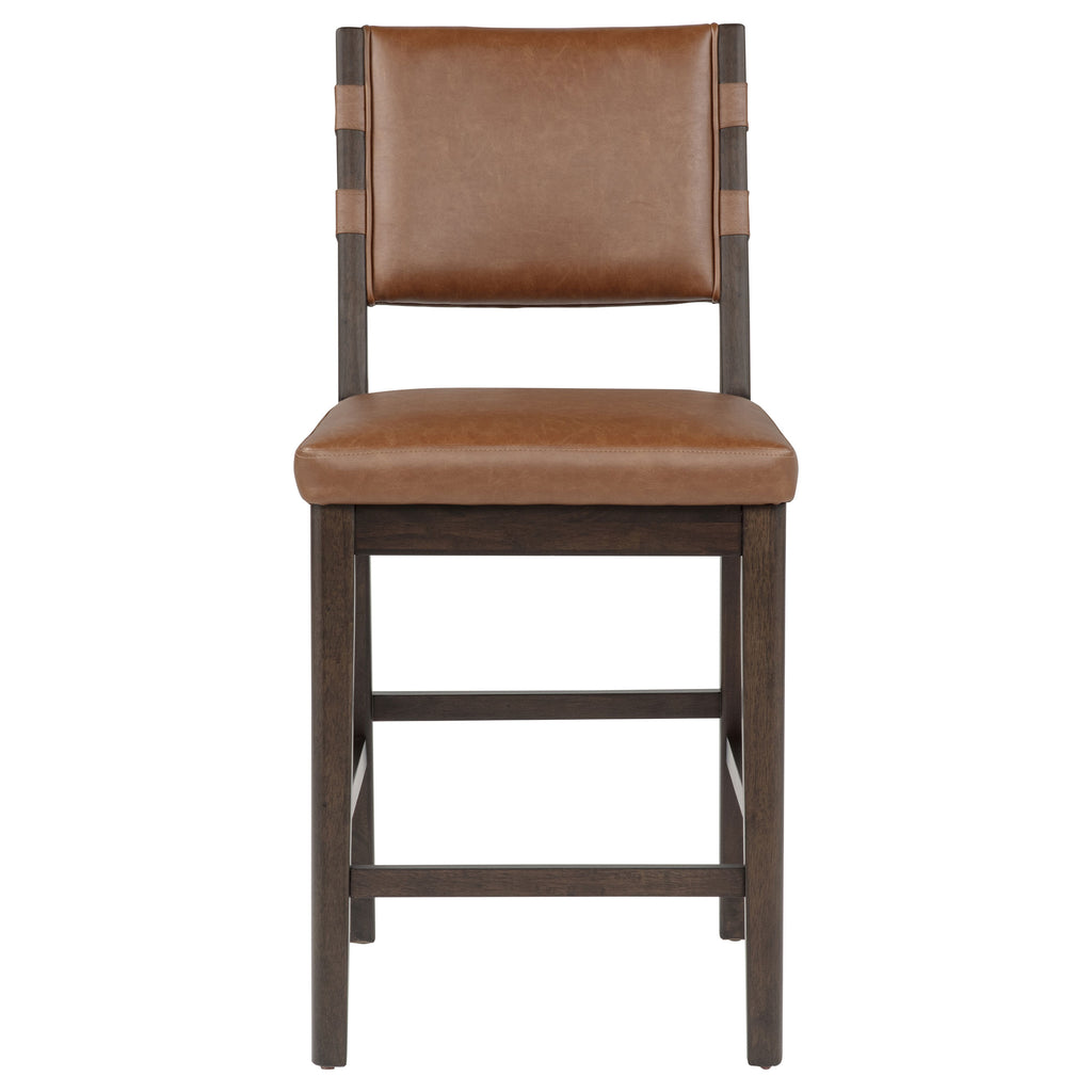 Tegan Faux Leather Upholstered Counter Height Chair Cognac (Set of 2)